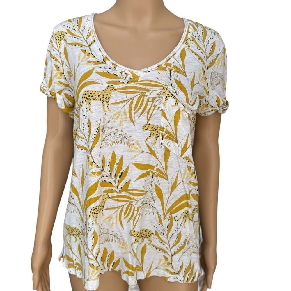 Anthropologie t.la 100% cotton jungle animal print t-shirt size S